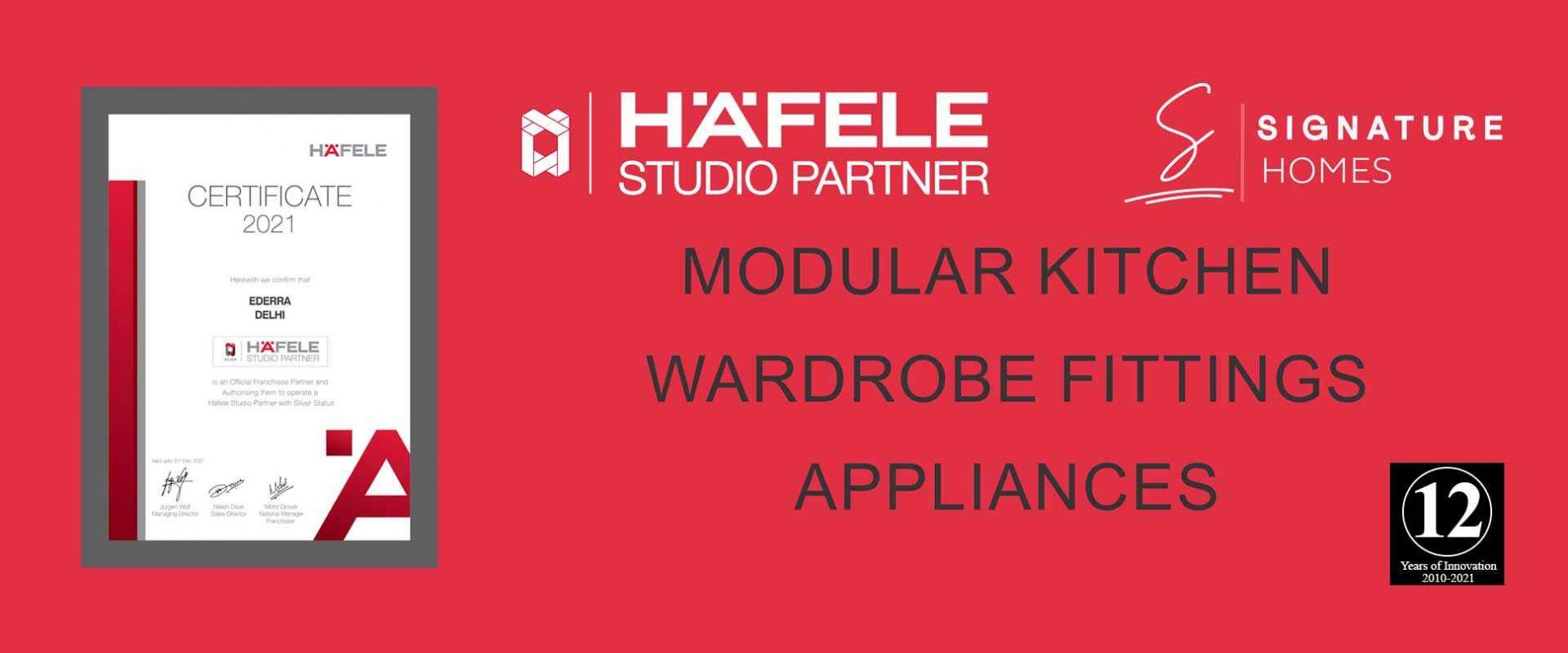  Hafele Studio Partner Certificate 2021 Manufacturers in Dehradun